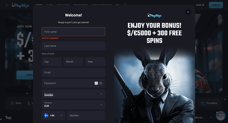 PlayMojo welcome