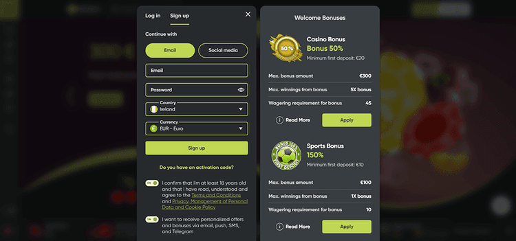 Fres Casino signup