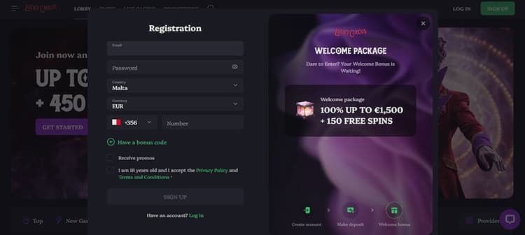 luckycircus-registration