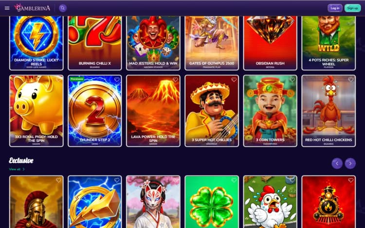 Gamblerina slots lobby