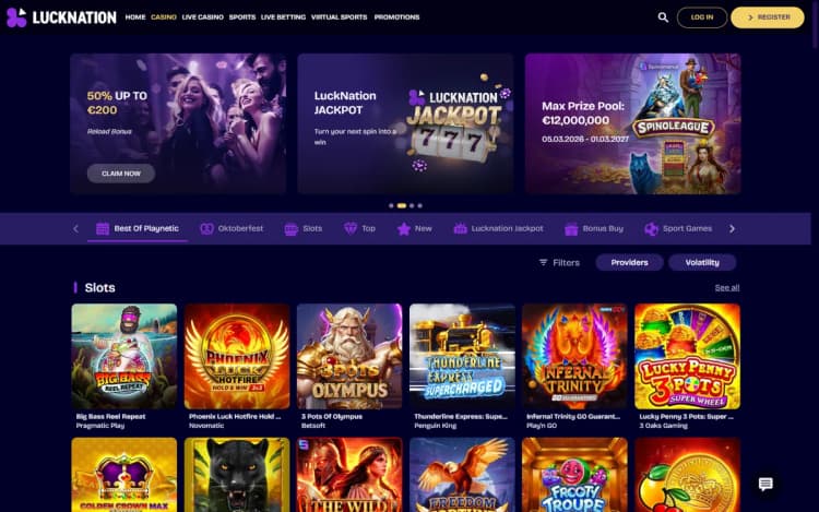 LuckNation casino lobby