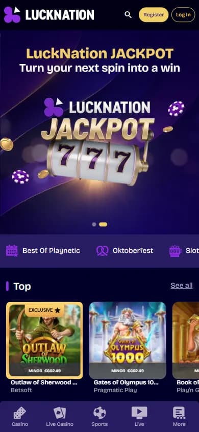 LuckNation on a mobile phone