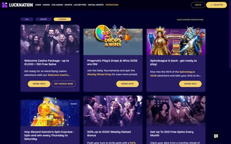 LuckNation casino promotions page