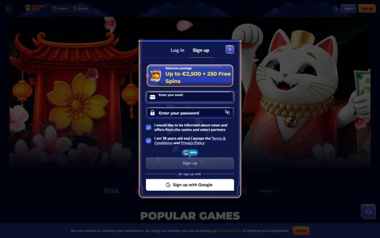 Manekispin sign-up form