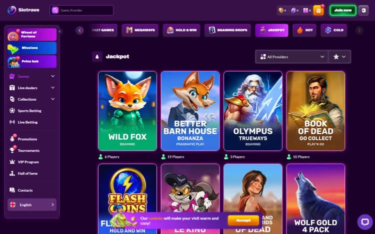 SlotRave jackpot games category