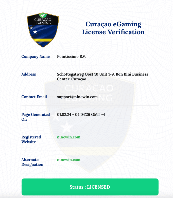 license ninewin license ninewin