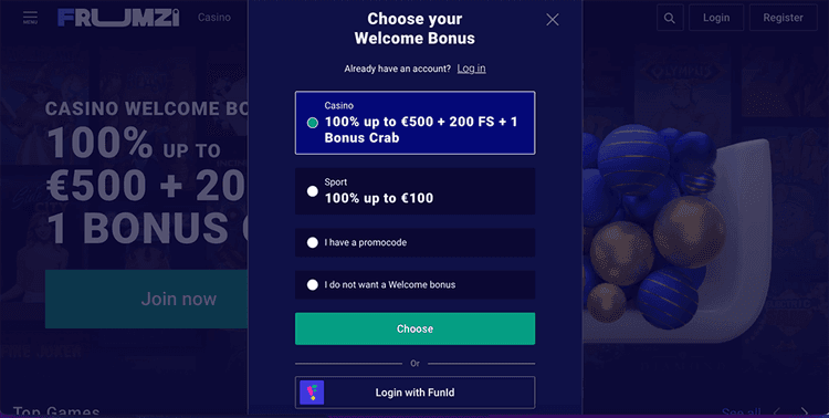 frumzi casino bonus