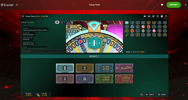 crazytime Emirbet