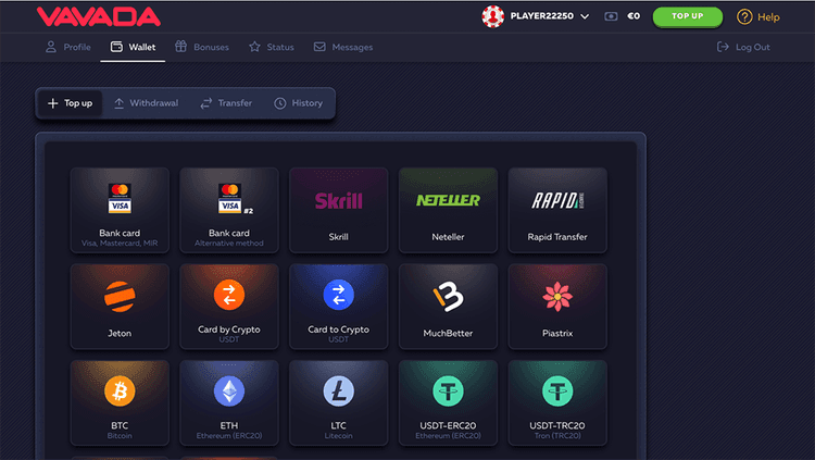 vavada wallet