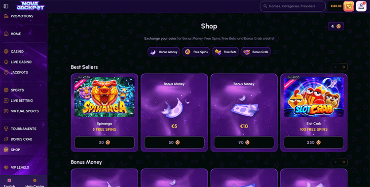 bonusshop NovaJackpot