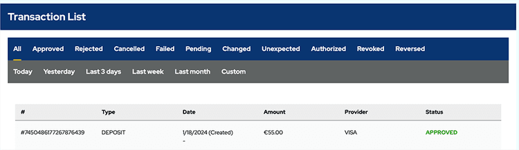 transactions dolfwin