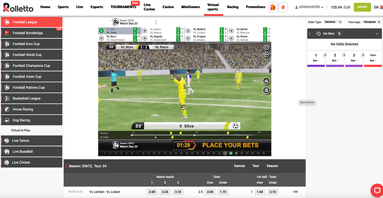 virtualsports rolletto