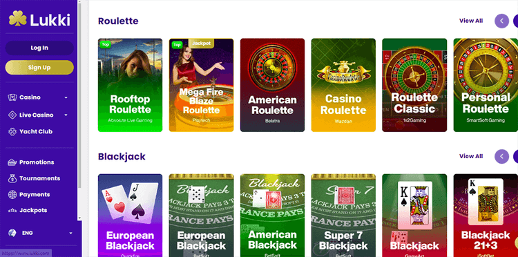 Lukki Casino table games