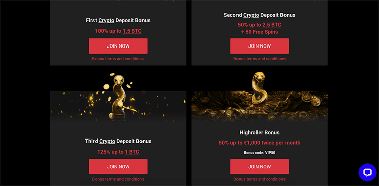 Cobra Casino bonus