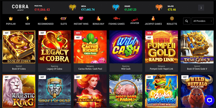 Cobra Casino selection