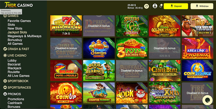 Thor Casino jackpots