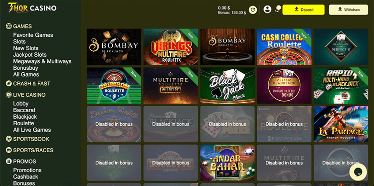 Thor Casino tablegames