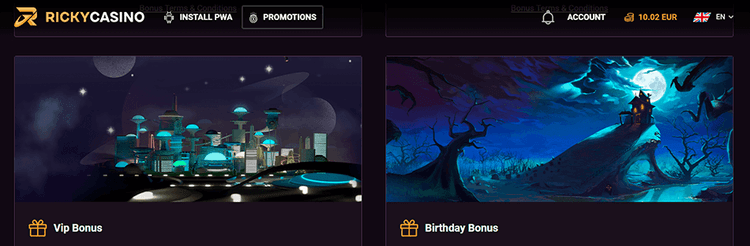 RickyCasino Birthday Bonus