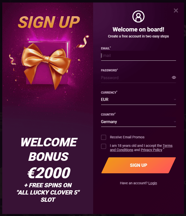 rickycasino signup