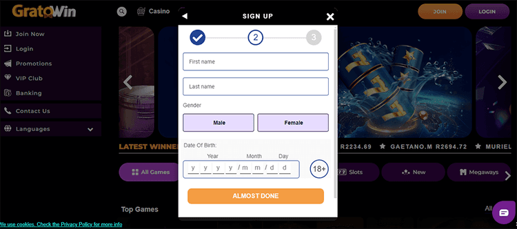 Sign up and create a player