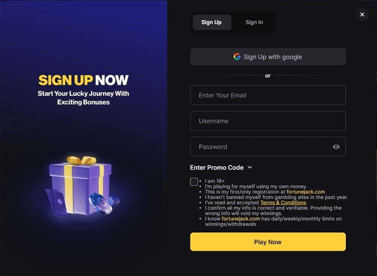 fortunejack signup