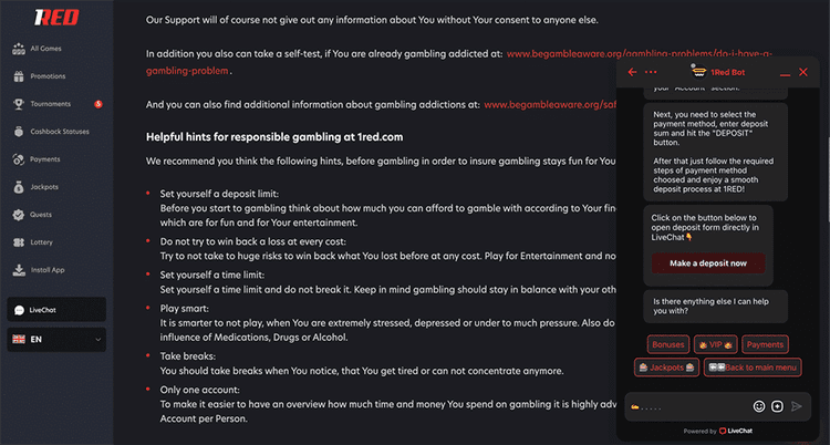 Red Casino Customer Support