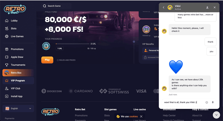 Retro Bet Casino Customer Support