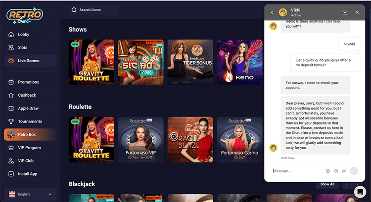retrobet support