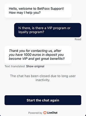Betfoxx Casino Loyalty Program