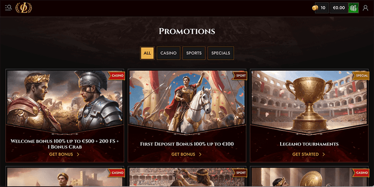 Legiano Casino Bonus Overview