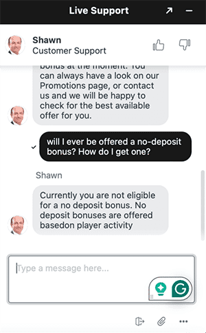 Legiano Casino live support