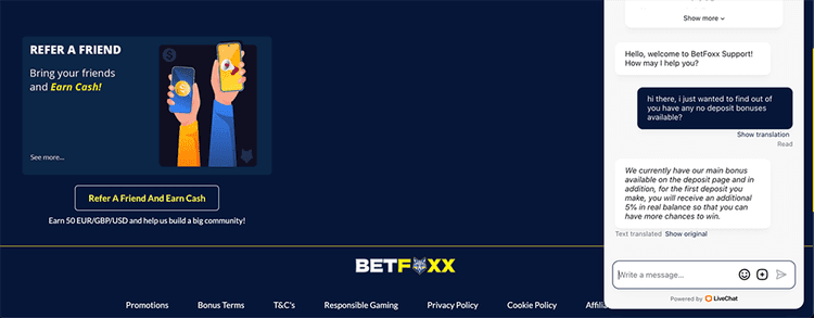 betfoxx No Deposit Bonus