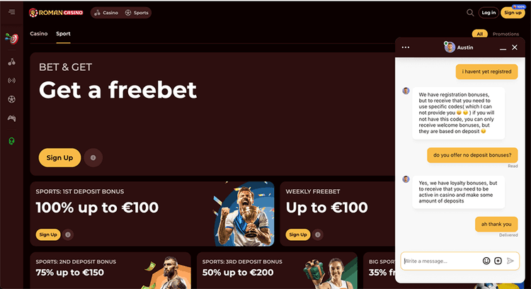 Roman Casino freebet
