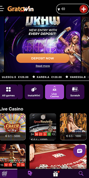 Gratowin Casino on Mobile Gratowin Casino on Mobile
