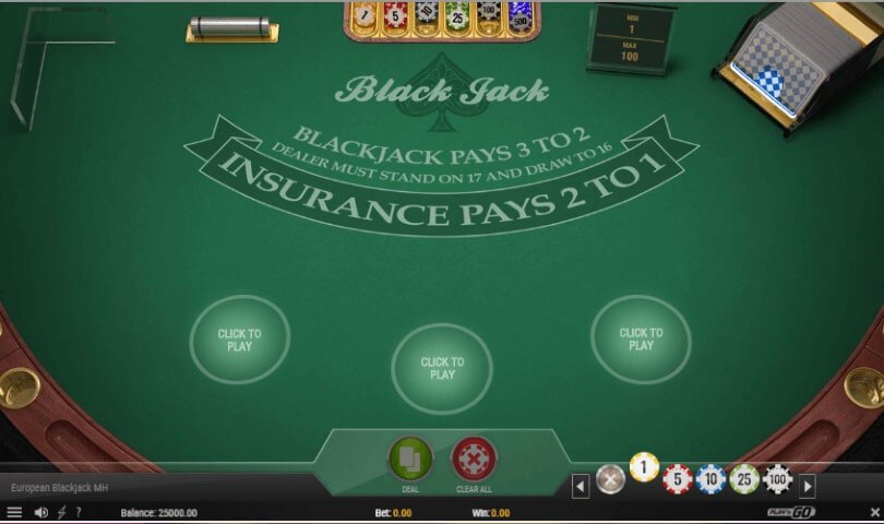 Blackjack europeo PLay n go 